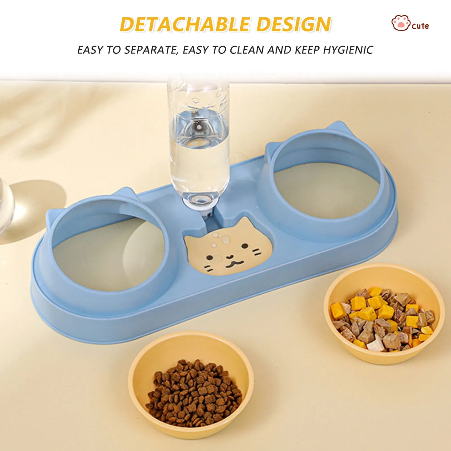 Cuenco de Gato, alimentador automático, cuenco de comida para perros con fuente de agua, cuenco doble para beber, cuencos con soporte elevado para gatos