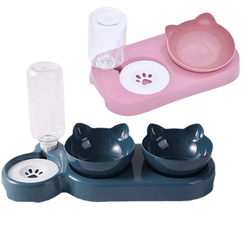 Cuenco de comida para gatos, Alimentador automático para mascotas, dispensador de agua, contenedor de comida para perros y gatos, plato para beber, cuenco doble antideslizante, suministros para gatos, nuevo