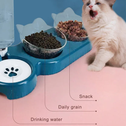 Cuenco de comida para gatos, Alimentador automático para mascotas, dispensador de agua, contenedor de comida para perros y gatos, plato para beber, cuenco doble antideslizante, suministros para gatos, nuevo