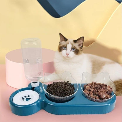 Cuenco de comida para gatos, Alimentador automático para mascotas, dispensador de agua, contenedor de comida para perros y gatos, plato para beber, cuenco doble antideslizante, suministros para gatos, nuevo