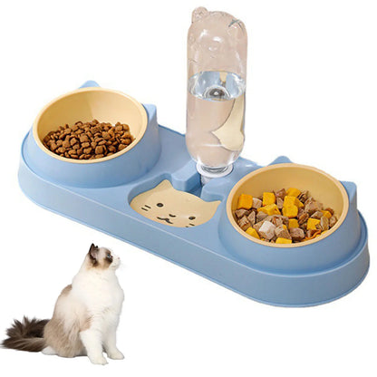 Cuenco de Gato, alimentador automático, cuenco de comida para perros con fuente de agua, cuenco doble para beber, cuencos con soporte elevado para gatos