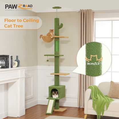 PAWZ Road Torre para gatos de suelo a techo 5 niveles Árbol para gatos de interior