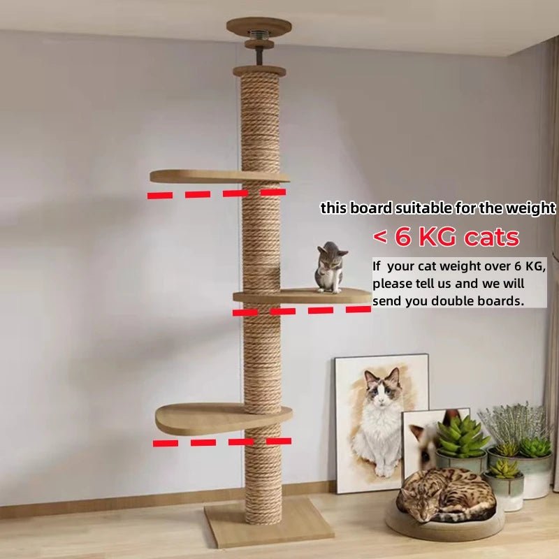 Torre de madera para gatos de suelo a techo